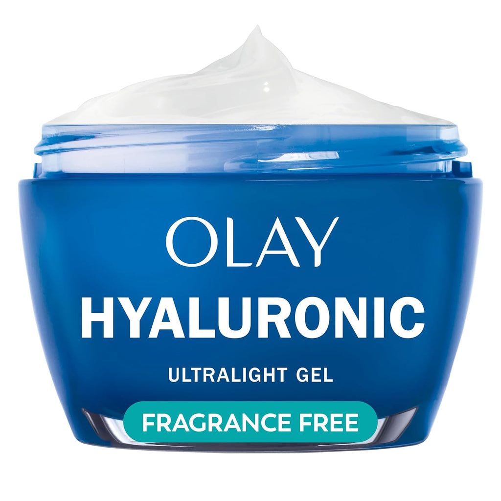 Olay Hylauronic Acid Face Mousturizer, Plump & Hydrate, Fragrance-Free - Hydrating Gel for Dry Skin Retain & Replenish Moisture, with Niacinamide - Recyclable Sustainable Eco Jar, Non-Greasy, 2 Oz