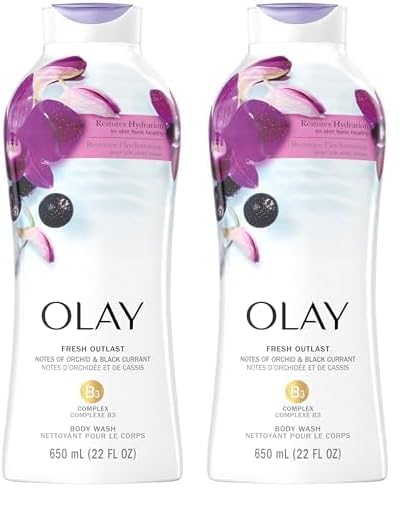 Olay Body Wash for Women, Fresh Radiance, Refreshing & Renewing, Made with Plant Based Cleansers, B3 Botanical Complex, For All Skin Types, Rose Water & Sweet Nectar Scent, 33 fl oz (Pack of 4)