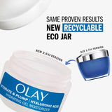 Olay Hylauronic Acid Face Mousturizer, Plump & Hydrate, Fragrance-Free - Hydrating Gel for Dry Skin Retain & Replenish Moisture, with Niacinamide - Recyclable Sustainable Eco Jar, Non-Greasy, 2 Oz