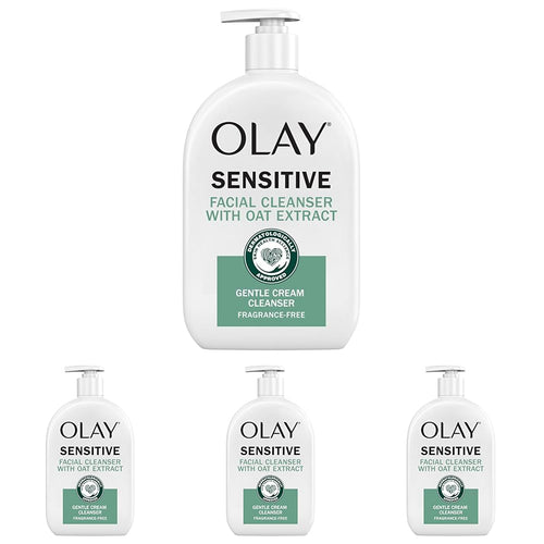 Olay Sensitive Facial Cleanser with Oat Extract Gentle Cream Cleanser, 16 fl oz