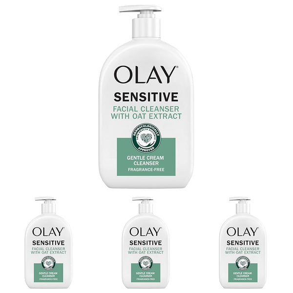 Olay Sensitive Facial Cleanser with Oat Extract Gentle Cream Cleanser, 16 fl oz
