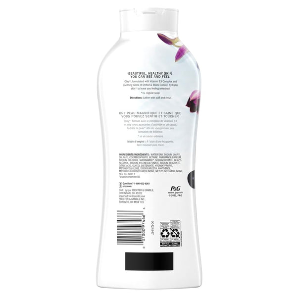 Olay Body Wash for Women, Fresh Radiance, Refreshing & Renewing, Made with Plant Based Cleansers, B3 Botanical Complex, For All Skin Types, Rose Water & Sweet Nectar Scent, 33 fl oz (Pack of 4)