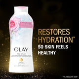 Olay Body Wash for Women, Fresh Radiance, Refreshing & Renewing, Made with Plant Based Cleansers, B3 Botanical Complex, For All Skin Types, Rose Water & Sweet Nectar Scent, 33 fl oz (Pack of 4)