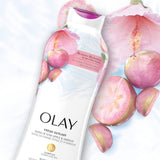 Olay Body Wash for Women, Fresh Radiance, Refreshing & Renewing, Made with Plant Based Cleansers, B3 Botanical Complex, For All Skin Types, Rose Water & Sweet Nectar Scent, 33 fl oz (Pack of 4)