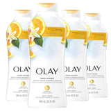 Olay Body Wash for Women, Fresh Radiance, Refreshing & Renewing, Made with Plant Based Cleansers, B3 Botanical Complex, For All Skin Types, Rose Water & Sweet Nectar Scent, 33 fl oz (Pack of 4)