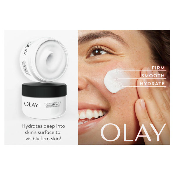 Olay Collagen Peptide Face Moisturizer, Firm & Smooth Cream -Fragrance-Free - Hydrating, Firming, Anti-Aging, Anti-Wrinkle, Firming, Smoothing - Recyclable Sustainable Eco Jar, Non-Greasy, 2 Oz