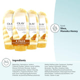Olay Moisture Ribbons Body Wash with Shea and Notes of Jasmine Petals, 18 fl oz, (Pack of 4)