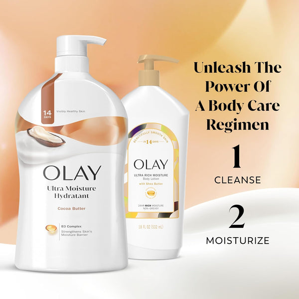 Olay Body Wash for Women, Fresh Radiance, Refreshing & Renewing, Made with Plant Based Cleansers, B3 Botanical Complex, For All Skin Types, Peach & Cherry Blossom Scent, 33 fl oz