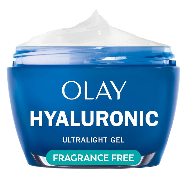 Olay Hylauronic Acid Face Mousturizer, Plump & Hydrate, Fragrance-Free - Hydrating Gel for Dry Skin Retain & Replenish Moisture, with Niacinamide - Recyclable Sustainable Eco Jar, Non-Greasy, 2 Oz