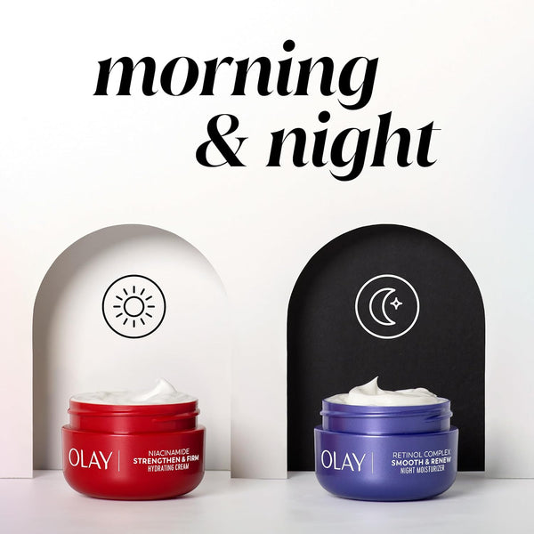Olay Retinol 24 Face Moisturizer, Anti-Aging Night Cream for Women, Fragrance-Free, Non Greasy - Anti-Wrinkle, Smooth Fine Lines, Tightening, Hydrating Skin Care - Peptides, Glycerin, 1.7 Oz