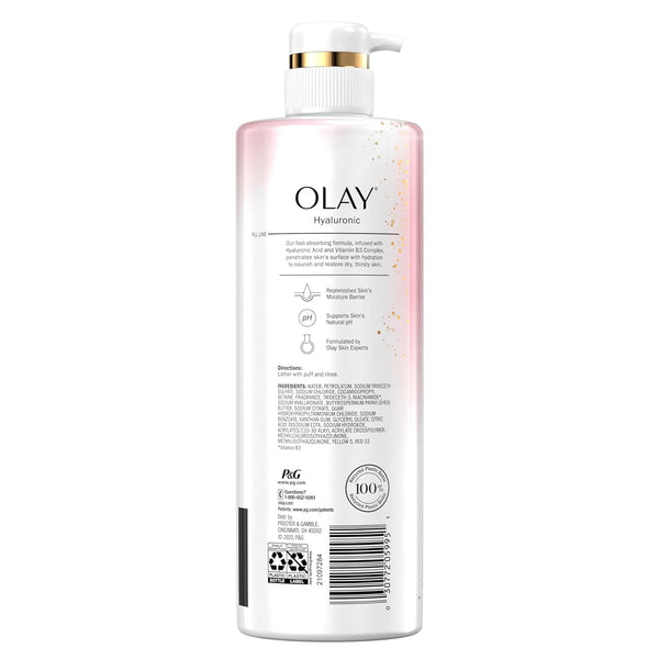 Olay Body Wash for Women, Intensely Hydrating, Pro-Hyaluronic Acid Serum Complex, Renews Moisture, Vitamin B3 Lameller Technology, For All Skin Types, Mandarin Summer Fizz Scent, 20 fl oz