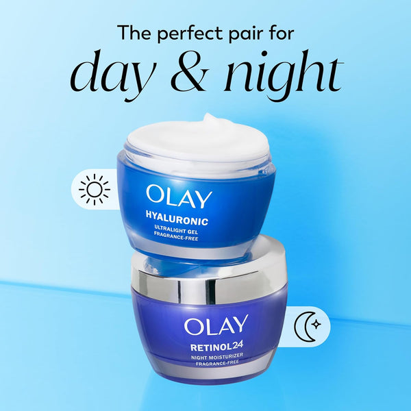 Olay Hylauronic Acid Face Mousturizer, Plump & Hydrate, Fragrance-Free - Hydrating Gel for Dry Skin Retain & Replenish Moisture, with Niacinamide - Recyclable Sustainable Eco Jar, Non-Greasy, 2 Oz