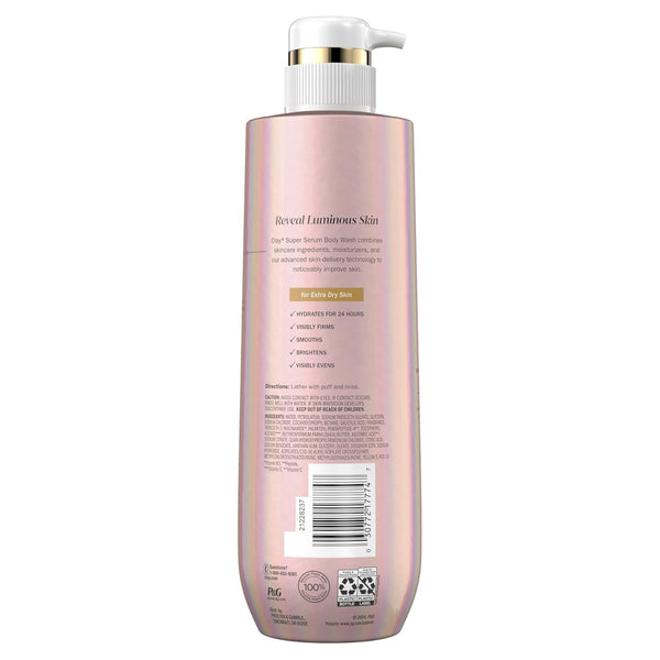 Olay Super Serum Body Wash for Normal Skin, 24hr Long Lasting Hydration, 5+ Ingredient Serum Complex for Bright Even Firm Luminous Skin, 18.5 fl oz