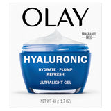 Olay Hylauronic Acid Face Mousturizer, Plump & Hydrate, Fragrance-Free - Hydrating Gel for Dry Skin Retain & Replenish Moisture, with Niacinamide - Recyclable Sustainable Eco Jar, Non-Greasy, 2 Oz