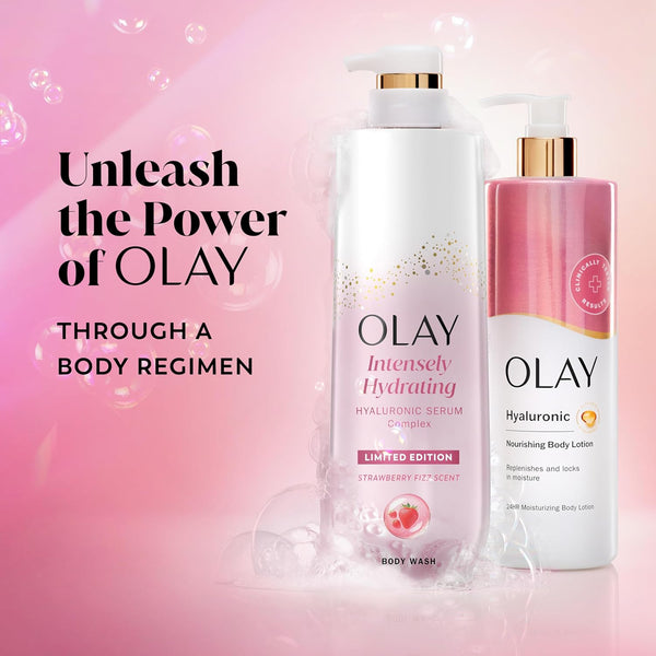 Olay Body Wash for Women, Intensely Hydrating, Pro-Hyaluronic Acid Serum Complex, Renews Moisture, Vitamin B3 Lameller Technology, For All Skin Types, Mandarin Summer Fizz Scent, 20 fl oz