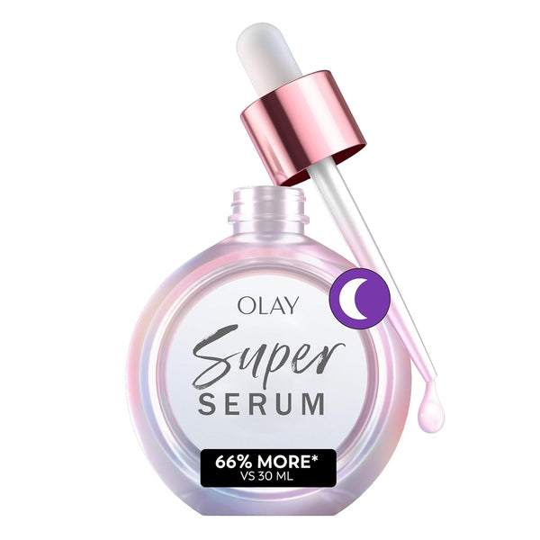 Olay Super Serum Night Repair, Fragrance-Free - Niacinamide, Peptide, Salicylic & Lactic Acid, Glycerin - 5-in-1 Skin Care Benefits - Hydrating, Evens Tone, Reduces Dark Spots, Anti-Aging, 1.0 Oz