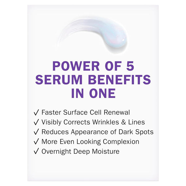 Olay Super Serum Night Repair, Fragrance-Free - Niacinamide, Peptide, Salicylic & Lactic Acid, Glycerin - 5-in-1 Skin Care Benefits - Hydrating, Evens Tone, Reduces Dark Spots, Anti-Aging, 1.0 Oz