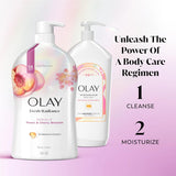 Olay Body Wash for Women, Fresh Radiance, Refreshing & Renewing, Made with Plant Based Cleansers, B3 Botanical Complex, For All Skin Types, Peach & Cherry Blossom Scent, 33 fl oz