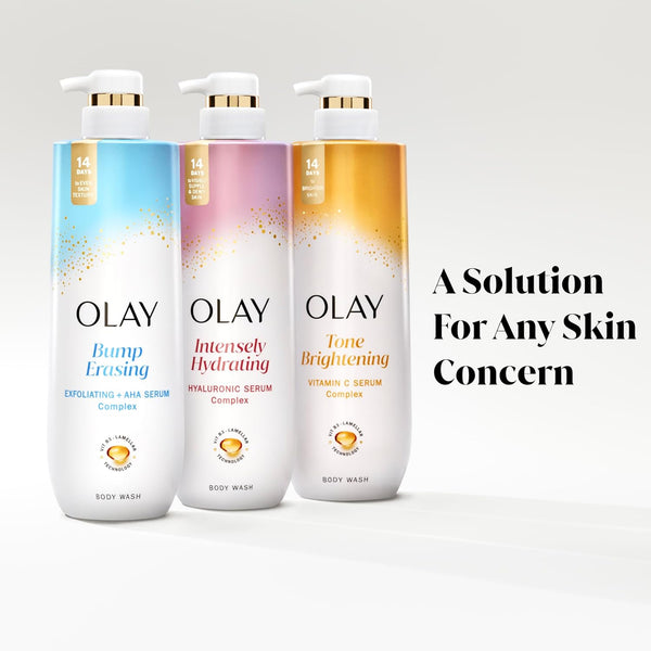 Olay Intensely Hydrating Body Wash + Body Lotion Bundle Pack, Moisturizing & Nourishing Formula with Hyaluronic Acid & Vitamin B3 Complex, 26 fl oz & 17 fl oz, (Pack of 2)