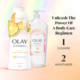 Olay Body Wash for Women, Fresh Radiance, Refreshing & Renewing, Made with Plant Based Cleansers, B3 Botanical Complex, For All Skin Types, Rose Water & Sweet Nectar Scent, 33 fl oz (Pack of 4)
