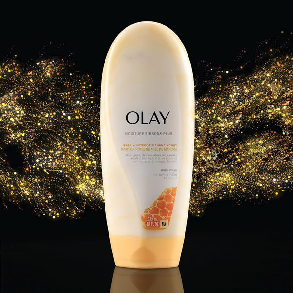 Olay Moisture Ribbons Body Wash with Shea and Notes of Jasmine Petals, 18 fl oz, (Pack of 4)