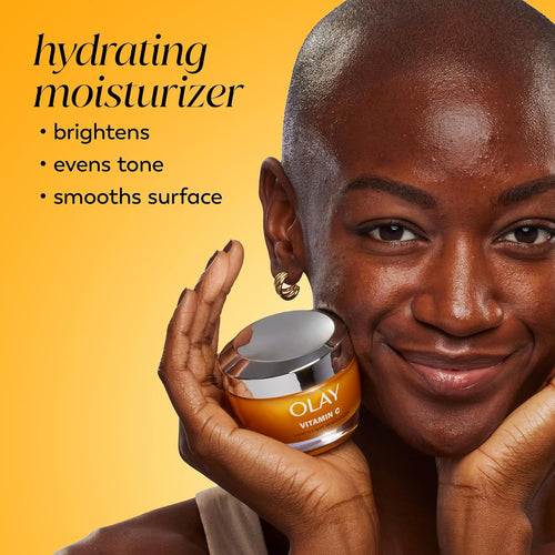 Olay Vitamin C Face Moisturizer, Bright & Even Lightweight Cream for Women - Brightens, Hyrdates, Evens Tone & Texture, Glowing Skin Care - Recyclable Sustainable Eco Jar, Non-Greasy, 2 Oz