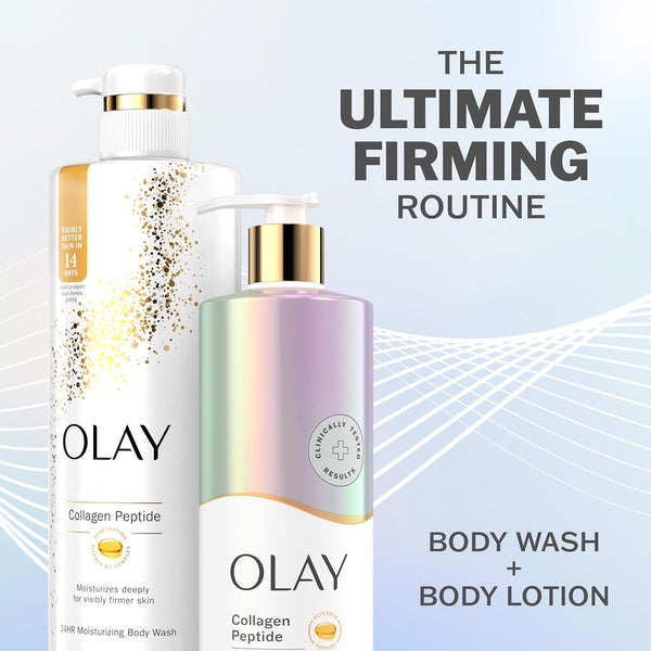 Olay Intensely Hydrating Body Wash + Body Lotion Bundle Pack, Moisturizing & Nourishing Formula with Hyaluronic Acid & Vitamin B3 Complex, 26 fl oz & 17 fl oz, (Pack of 2)