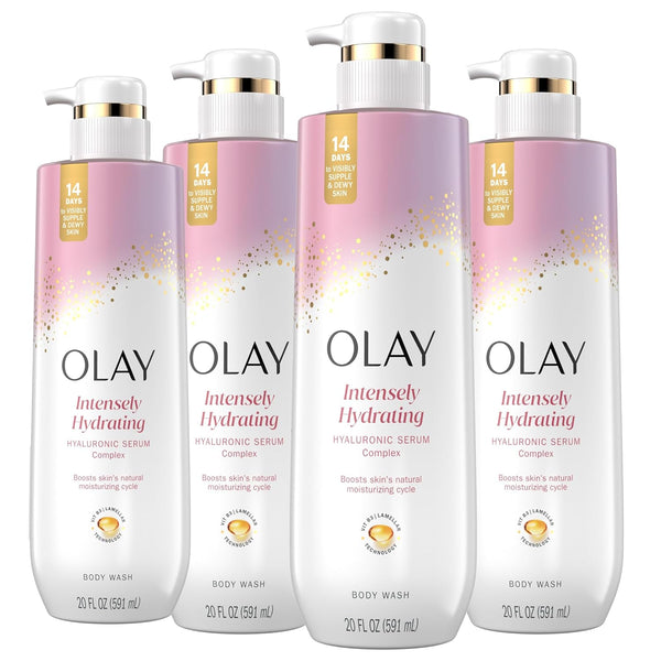 Olay Body Wash for Women, Intensely Hydrating, Pro-Hyaluronic Acid Serum Complex, Renews Moisture, Vitamin B3 Lameller Technology, For All Skin Types, Mandarin Summer Fizz Scent, 20 fl oz