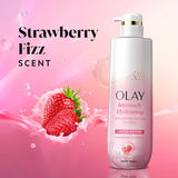 Olay Body Wash for Women, Intensely Hydrating, Pro-Hyaluronic Acid Serum Complex, Renews Moisture, Vitamin B3 Lameller Technology, For All Skin Types, Mandarin Summer Fizz Scent, 20 fl oz
