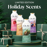 Olay Body Wash for Women, Hydrating & Moisturizing, Holiday Edition, With Plant Based Cleansers, B3 Complex, For All Skin Types, Champagne Blush with Berries Sugared Rim & Rose Petals Scent, 22 fl oz