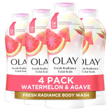 Olay Body Wash for Women, Fresh Radiance, Refreshing & Renewing, Made with Plant Based Cleansers, B3 Botanical Complex, For All Skin Types, Rose Water & Sweet Nectar Scent, 33 fl oz (Pack of 4)
