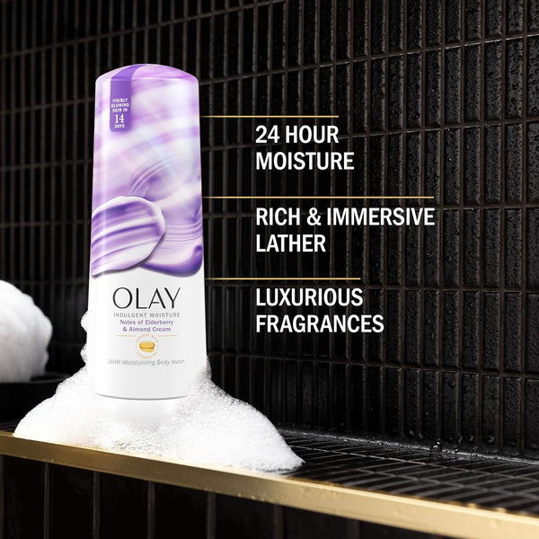 Olay Body Wash for Women, Indulgent Moisture, 24hr Moisturizing & Nourishing Formula, Infused with Vitamin B3 Complex, Luxurious Fragrances, Mango Butter & Vanilla Orchid Scent, 20 fl oz
