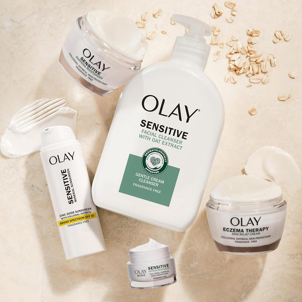Olay Sensitive Facial Cleanser with Oat Extract Gentle Cream Cleanser, 16 fl oz