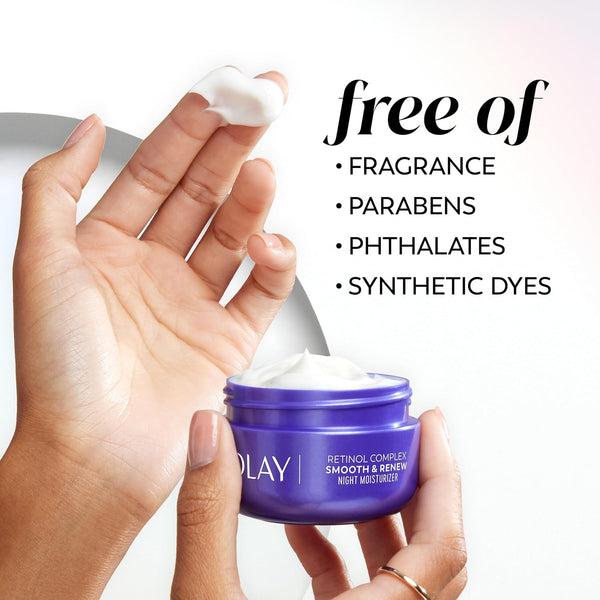 Olay Retinol 24 Face Moisturizer, Anti-Aging Night Cream for Women, Fragrance-Free, Non Greasy - Anti-Wrinkle, Smooth Fine Lines, Tightening, Hydrating Skin Care - Peptides, Glycerin, 1.7 Oz