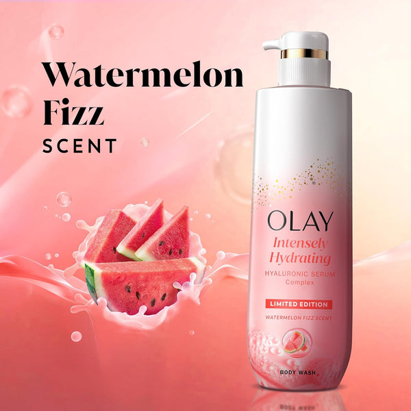 Olay Body Wash for Women, Intensely Hydrating, Pro-Hyaluronic Acid Serum Complex, Renews Moisture, Vitamin B3 Lameller Technology, For All Skin Types, Mandarin Summer Fizz Scent, 20 fl oz