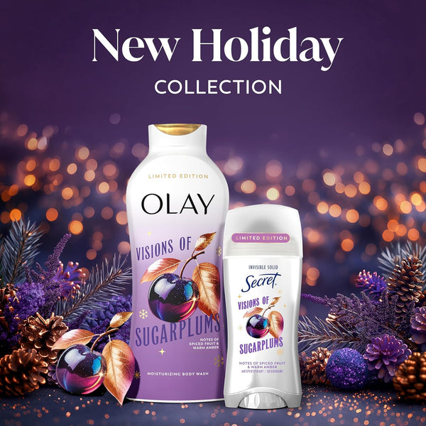 Olay Body Wash for Women, Hydrating & Moisturizing, Holiday Edition, With Plant Based Cleansers, B3 Complex, For All Skin Types, Champagne Blush with Berries Sugared Rim & Rose Petals Scent, 22 fl oz