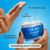 Olay Hylauronic Acid Face Mousturizer, Plump & Hydrate, Fragrance-Free - Hydrating Gel for Dry Skin Retain & Replenish Moisture, with Niacinamide - Recyclable Sustainable Eco Jar, Non-Greasy, 2 Oz