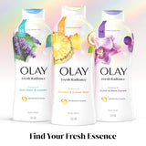 Olay Body Wash for Women, Fresh Radiance, Refreshing & Renewing, Made with Plant Based Cleansers, B3 Botanical Complex, For All Skin Types, Rose Water & Sweet Nectar Scent, 33 fl oz (Pack of 4)