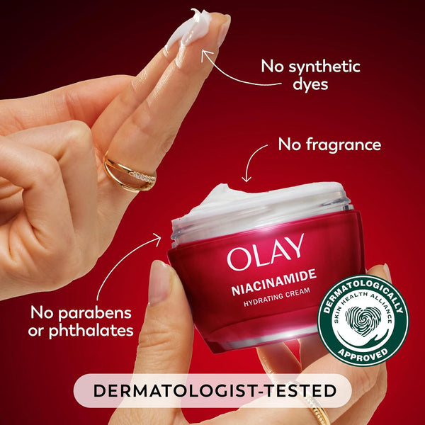 Olay Niacinamide Face Moisturizer, Strong & Firm Cream for Women, Anti-Aging, Anti-Wrinkle, Firming Skin Care, Evens, Hydrates to Repair Barrier, Recyclable Sustainable Eco Jar, Non-Greasy, 2 oz