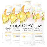 Olay Body Wash for Women, Fresh Radiance, Refreshing & Renewing, Made with Plant Based Cleansers, B3 Botanical Complex, For All Skin Types, Rose Water & Sweet Nectar Scent, 33 fl oz (Pack of 4)