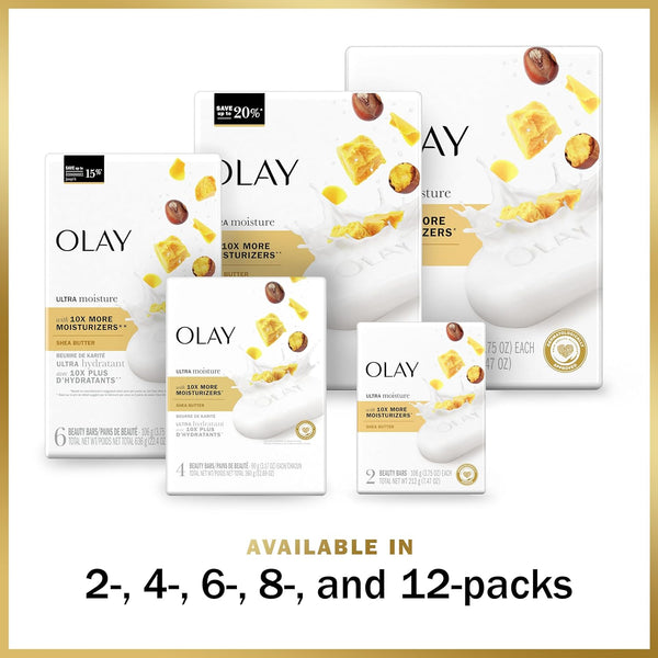 Olay Moisture Outlast Ultra Moisture Shea Butter Beauty Bar with Vitamin B3 Complex 3.75 oz, 8 count