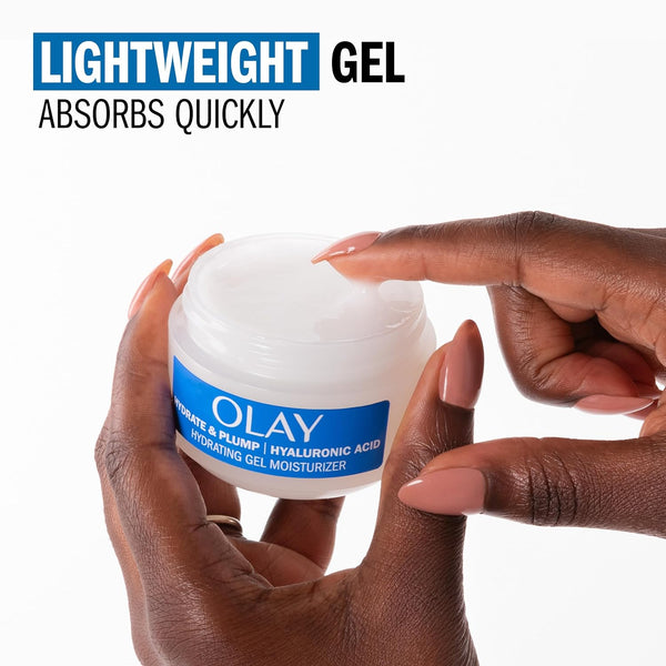 Olay Hyaluronic Acid Face Moisturizer, Instant Hydration for Women, Fragrance-Free - Dry Skin Solution, Glowing, Smoothing, Plumping, Renewing - Niacinamide, Amino Peptides 1.7 Oz