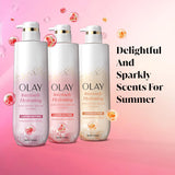 Olay Body Wash for Women, Intensely Hydrating, Pro-Hyaluronic Acid Serum Complex, Renews Moisture, Vitamin B3 Lameller Technology, For All Skin Types, Mandarin Summer Fizz Scent, 20 fl oz
